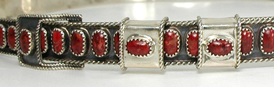 Authentic Native American Sterling Silver and Coral Hat Band by Navajo James Freeland
