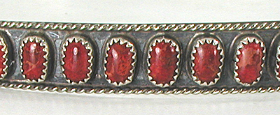 Authentic Native American Sterling Silver and Coral Hat Band by Navajo James Freeland
