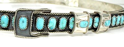Authentic Native American Sterling Silver and Turquoise Hat Band by Navajo James Freeland