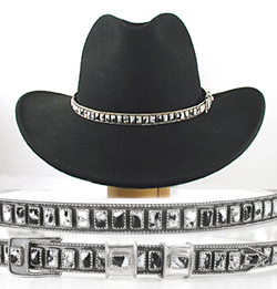 Navajo sterling silver and white buffalo hat band by James Freeland