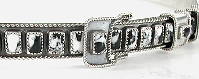 Authentic Native American sterling silver and White Buffalo hat band by Navajo silversmith James Freeland
