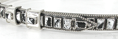 Authentic Native American sterling silver and White Buffalo hat band by Navajo silversmith James Freeland