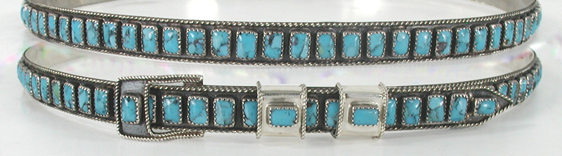 Authentic Native American Sterling Silver and Turquoise Hat Band by Navajo James Freeland