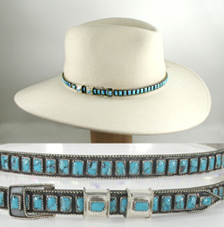 Navajo sterling silver and red coral hat band by James Freeland