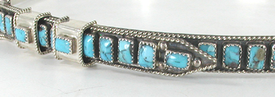 Authentic Native American Sterling Silver and Turquoise Hat Band by Navajo James Freeland
