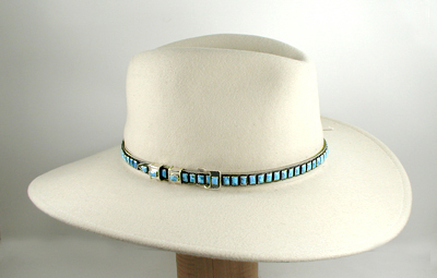 Authentic Native American Sterling Silver and Turquoise Hat Band by Navajo James Freeland
