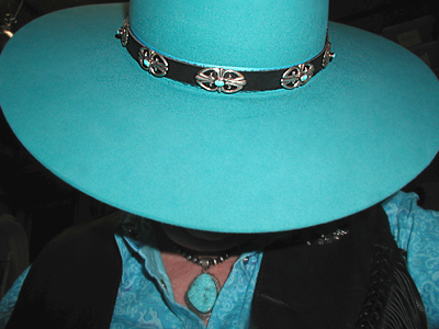 Authentic Native American black leather Sterling Silver Concho Hat Band by Navajo artist Isabelle Key