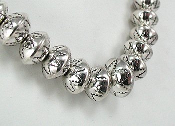 Navajo Sterling Silver Stamped Beads by Navajo Marie Yazzie
