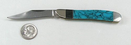 Navajo key chain  knife with inlay handle.