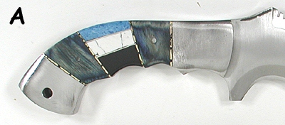 Authentic Native American inlay  knife with leather sheath by Navajo Ed Chischilly