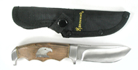Fixed blade knife with eagle inlay in the grip