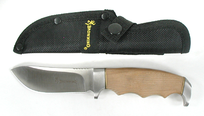 Browning fixed blade knife with sterling silver eagle head inlay and sheath