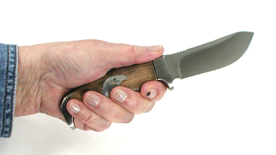 Browning fixed blade knife with sterling silver eagle head inlay in grip