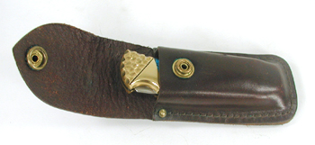 Buck Custom folding knife with bull rider inlay by Navajo David Yellowhorse
