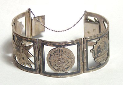 Vintage Mexican stamped cutout  bracelet 7 inch 