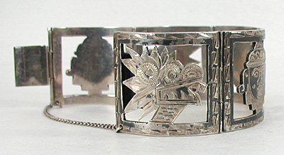 Vintage Mexican stamped cutout  bracelet 7 inch 