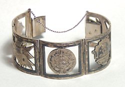 Vintage Mexican stamped cutout  bracelet 7 inch 