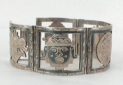 Vintage Mexican stamped cutout  bracelet 7 inch 