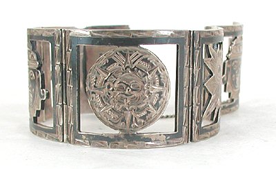 Vintage Mexican stamped cutout  bracelet 7 inch 
