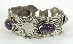 Vintage Mexican Amethyst hinged bracelet 7 1/2 inch 