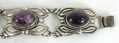 Vintage Mexican Amethyst hinged bracelet 7 1/2 inch 