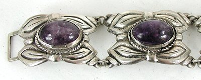 Vintage Mexican Amethyst hinged bracelet 7 1/2 inch 