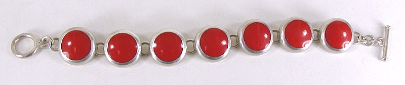 Mexican sterling silver Red Jasper Link bracelet size 7