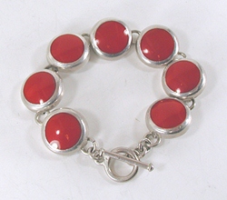 Vintage Mexican red jasper link bracelet 7 inch 
