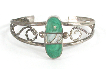 Mexican sterling silver bracelet with inlay of block turquoise and abalone shell size 6 3/4 inch