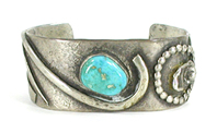 XB57 Mexican sterling silver and turquoise cuff bracelet size 6 1/4 inch