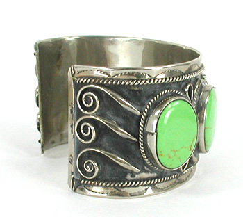 XB58 Mexican sterling silver and turquoise cuff bracelet size 7 inch