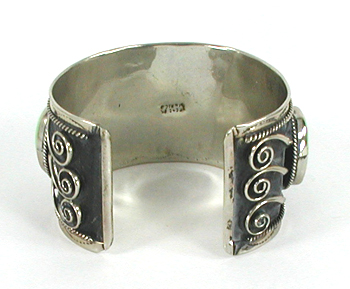 XB58 Mexican sterling silver and turquoise cuff bracelet size 7 inch