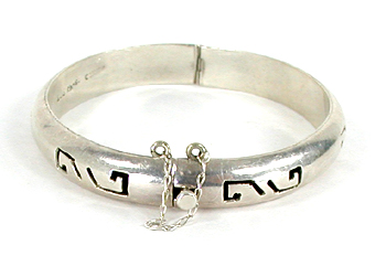 XB59 Mexican sterling silver hinged shadowbox bangle bracelet size 7 1/4 inch