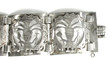 Vintage Peruvian sterling silver panel bracelet 7 inch  