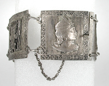 Vintage Mexican sterling silver panel bracelet 6 1/4 inch  