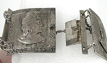 Vintage Mexican sterling silver panel bracelet 6 1/4 inch  