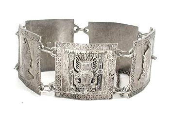 Vintage Mexican sterling silver panel bracelet 6 1/4 inch  