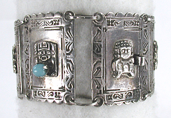 Vintage Mexican sterling silver panel bracelet 6 1/4 inch
