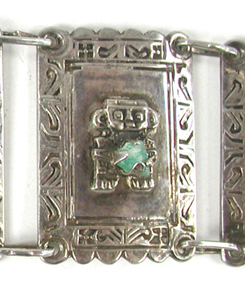 Vintage Mexican sterling silver panel bracelet 6 1/4 inch