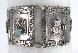 Vintage Mexican sterling silver panel bracelet 6 1/4 inch