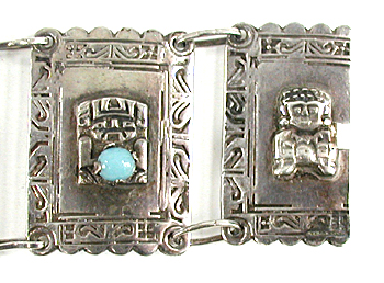 Vintage Mexican sterling silver panel bracelet 6 1/4 inch