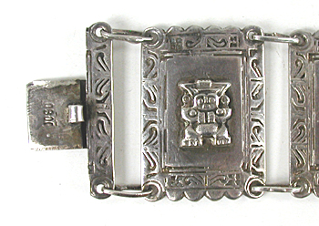Vintage Mexican sterling silver panel bracelet 6 1/4 inch