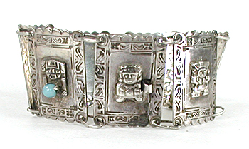 Vintage Mexican sterling silver panel bracelet 6 1/4 inch