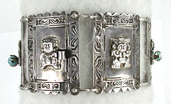 Vintage Mexican sterling silver panel bracelet 6 1/4 inch