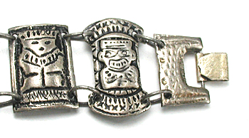 Vintage Mexican alpaca link story bracelet 7 inch