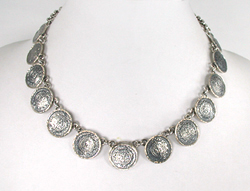Vintage Mexican Aztec Calendar Medallion Necklace