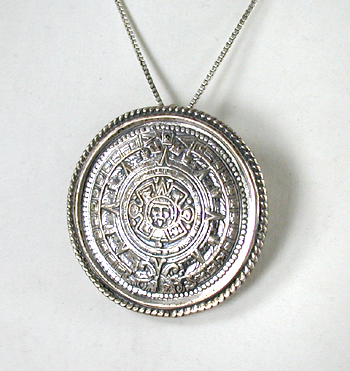 Mexican sterling silver Aztec Calendar Pendant