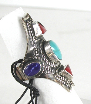 New multi-stone Ring size 8 1/2 - turquoise, coral, lapis
