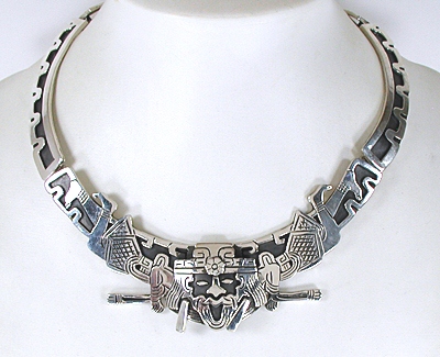 Mexican silver collar and bracelet set
