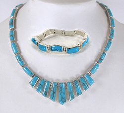 Mexican sterling silver and turquoise Necklace and bracelet set 